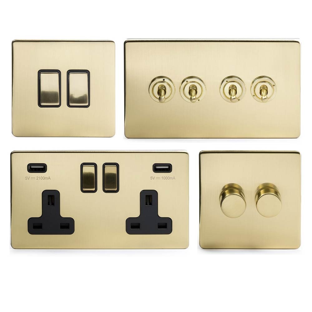 Brushed Brass Sockets & Switches